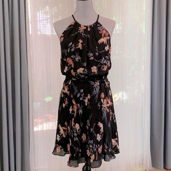 JOIE Makana Floral Dress halter dress elastic waist pleated neckline lined Small - Picture 11 of 11